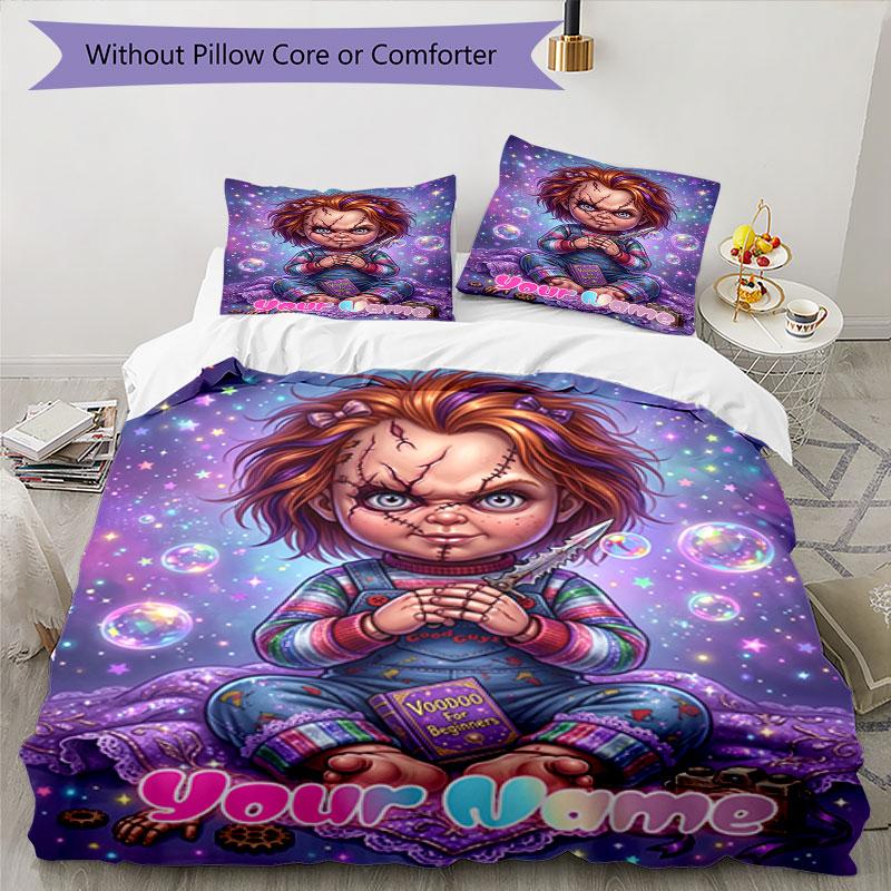 3PC Custom Name "Chucky's Bubble Adventure" Bedding Set Printed  Bedding Set Duvet Cover Closure Includes 1 Duvet Cover & 300 Pillowcases for Bedroom