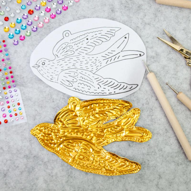 DIY Gold Foil Art Relief Christmas Decorations Gold Silver Decorative Pendant Combination Tin Foil Paper Craft Sewing Tool Set