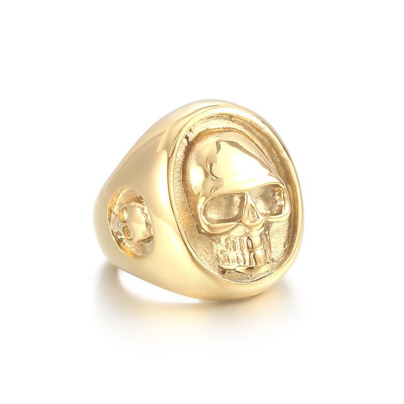 Dicke Schädel Edelstahlringe für Männer Retro Literaturring Punk Halloween Geschenk Zubehör Klobige Anillos Party Schmuck