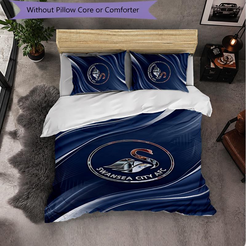 Biancheria da letto a tema Swansea City Set 3 Pezzi Copripiumino Biancheria da letto Decorativa Per Stanza Adolescenti Decorazione Casa