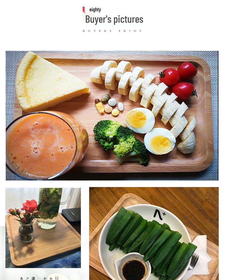Japanese-Style Solid Wood Rectangular Tea and Cake Tray
