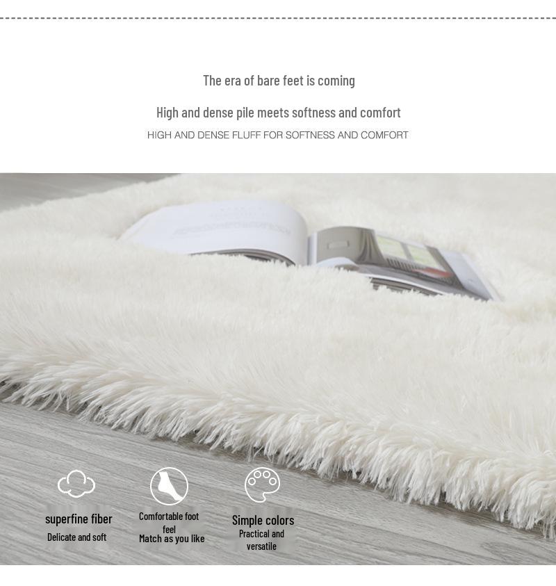 Nordic Plush Silk Fur Carpet for Living Room or Bedroom Sofa