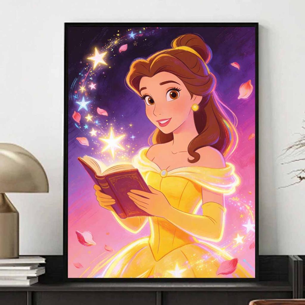 Disney 5D DIY All Diamond Art Painting Kit Belle Reading Book Magic Home Decor Gift