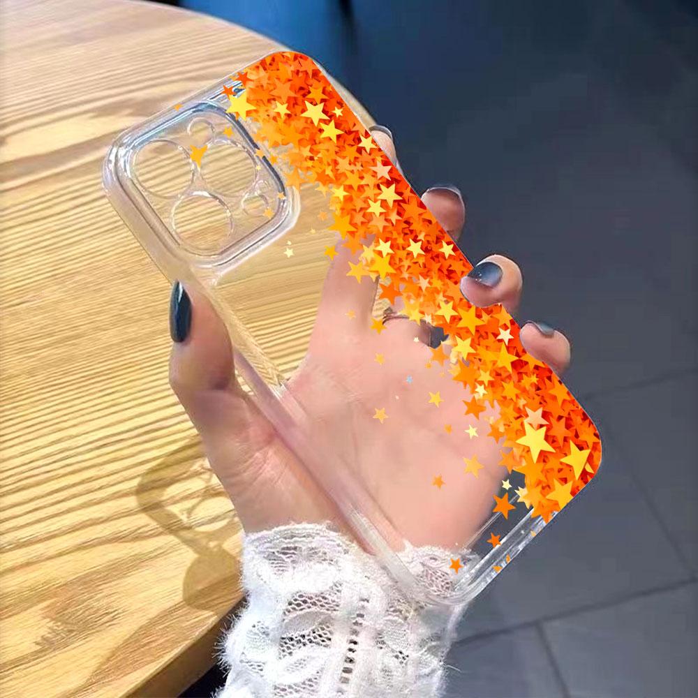 Orange Yellow Star Confetti Phone Case for Xiaomi Redmi Note 15 14 13 12 11 10 9 8 7 Pro Plus Soft Shockproof Protective Cover