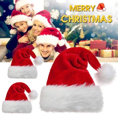 Christmas Plush Hat Santa Claus Red Short Plush Christmas Hat Adult Children Plush Thickened Red Hat Christmas Decoration