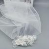 Sophisticated White Bridal Veil Double Layer with Artificial Pearls Edge Fashionable Wedding Veil For Bride