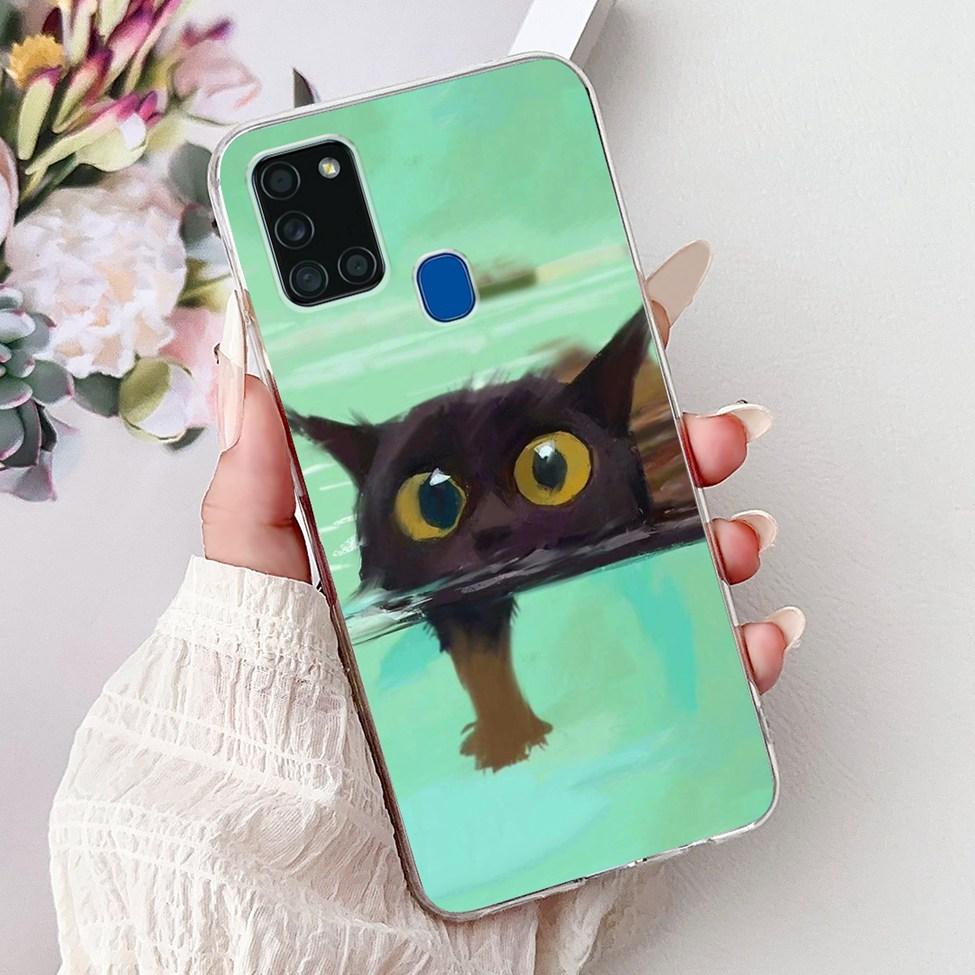 Clear For Samsung A21s SM-A217F SM-A217M Cover For Samsung Galaxy A21s Case Cute Luxury Butterfly Love Flowers Cool Painted