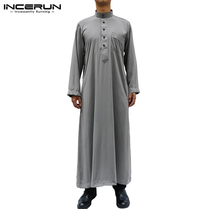 Bowanadacles Männer Thobe – Islamische Kleidung, Marokkanischer Kaftan, Langarm, Aus Polyester-Spandex
