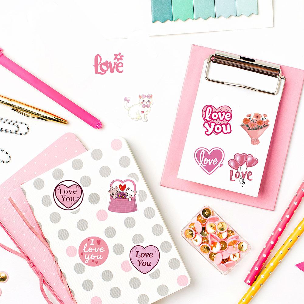 500PCS Valentine's Day Roll Stickers Aesthetic Skateboard Laptop Luggage Phone Gift Graffiti Phone Gradient Fashion Wall Sticker