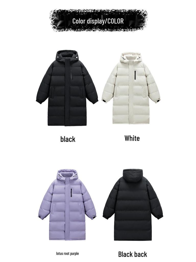 Unisex Over-the-Knee Hooded Cotton Jacket - 2025 Trendy, Loose, Thickened, Casual Coat