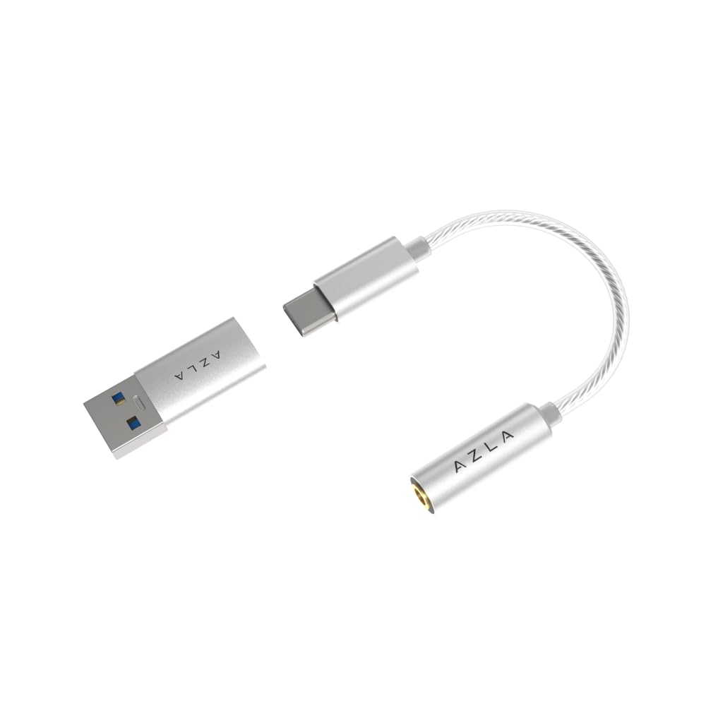 

AZLA Smart DAC A100 Silver to jack microphone input high resolution compatible USB A conversion adapter included 7cm [Type-C 3.5mm conversion] 4-pole срібний