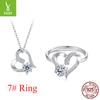 Ins Moissanite Non-Fading 925 Sterling Silver Ring Super Flash Heart-Shaped Mozzarella Jewelry Set