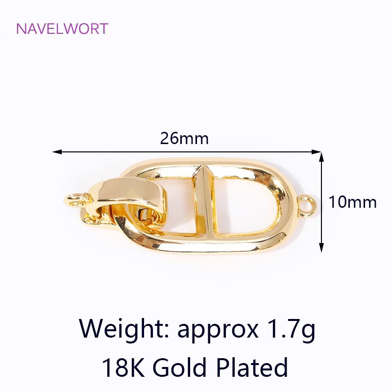 18K Gold Plated Oval Pearl Clasp For Bracelets,Brass Connector Fastener For Jewelry Making Supplies,DIY Jewelry Accessories