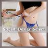 ONE LIMITATION Floral Print Ribbon Embroidered Sexy Underwear for PT041 Thongs, T-Back Panties, Women, (Size 6. Blue)