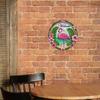 Retro Pink Flamingo Tin Sign 8x8 Inch Metal Wall Art Living Room Decor