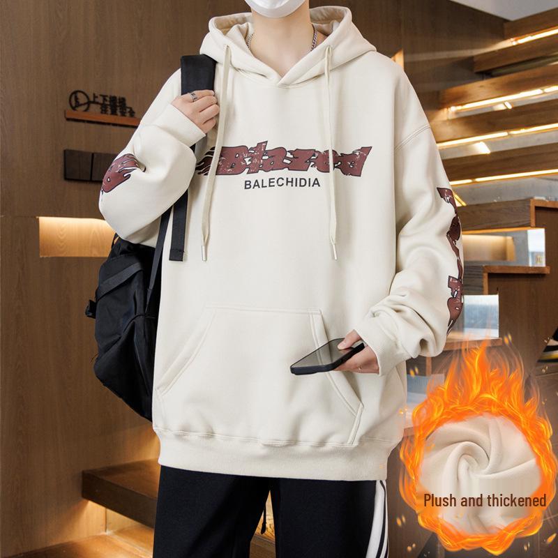 Autumn/Winter Teen Hoodie for Boys, Ages 12-16, Plus Velvet, Thick and Warm