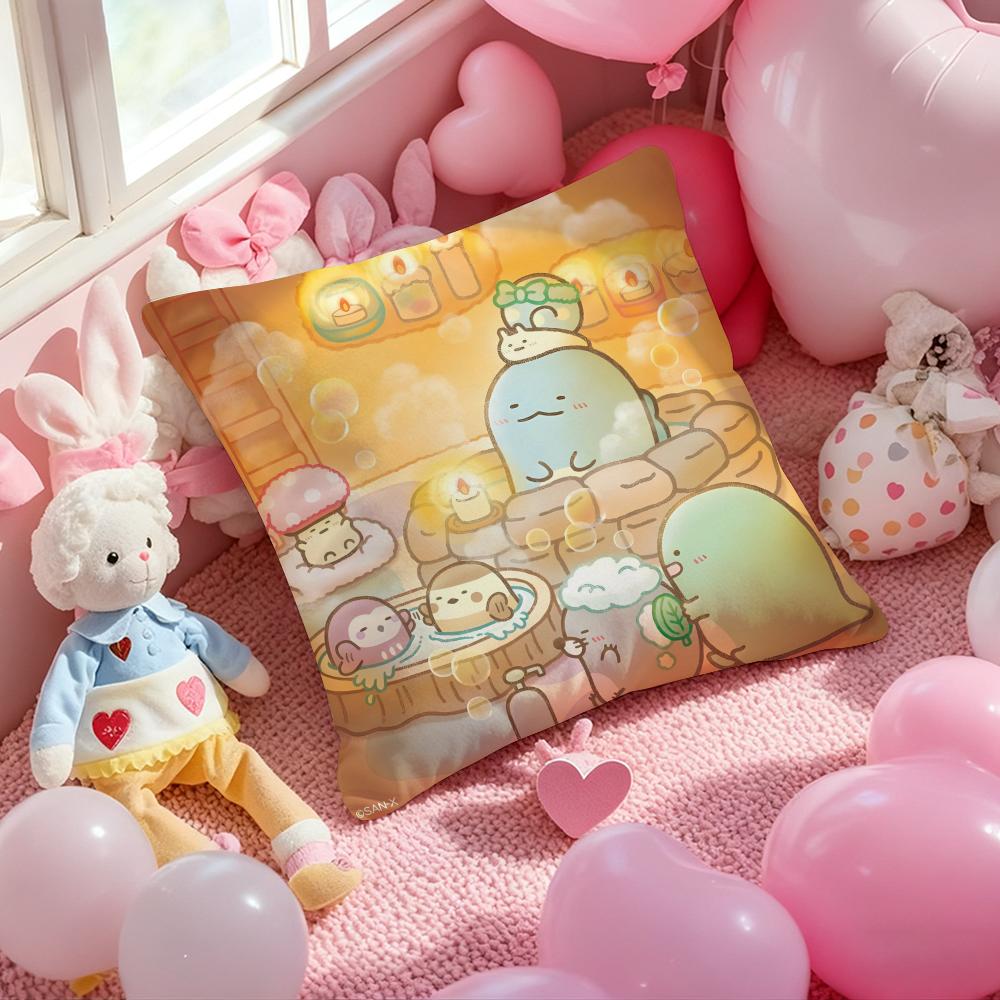 Cartoon S-Sumikko G-Gurashi Anime Kissenbezug Musterbedruckte Kissenhülle für Wohnzimmer Sofa Kissenbezug & Schlafzimmer Dekoration
