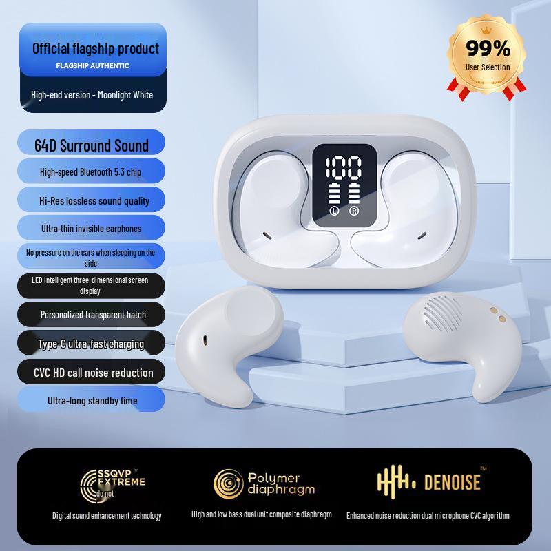 M52 Low-Latency Mini In-Ear Wireless Bluetooth Sleep Earphones with Digital Display