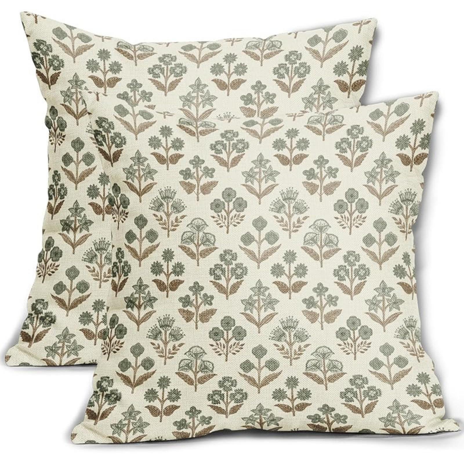 Floral Pillowcase, Spring Plant Print Pillow Cover, Linen Printed Living Room Sofa Cushion Home Decor 1pcs One Size