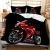 3D Motorsykkel Sengesett Racing Mønster Dynetrekk Putetrekk 2/3 stk EU135 * 200 Full Size Dekorativt Dynetrekk for Gutterom
