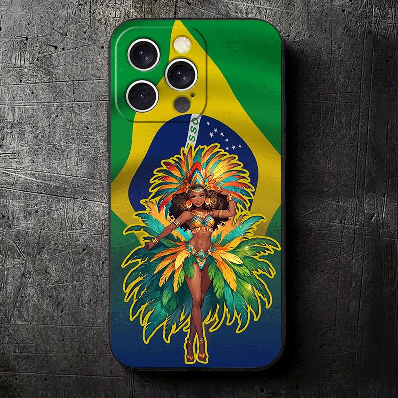 Brazil Brazilian Flag Soft Phone Case for iPhone 16 16E 17 Air 15 Pro Max 14 Plus 13 Mini 11 12 7 Black Cover Back Shell