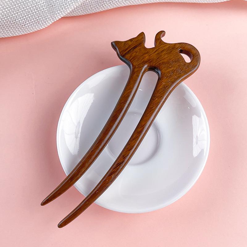 

Милая кошачья U-образная сандаловая заколка для волос, Новая китайская ретро заколка-диск для волос, Аксессуары для ханьфу в древнем стиле, Аксессуары для головы