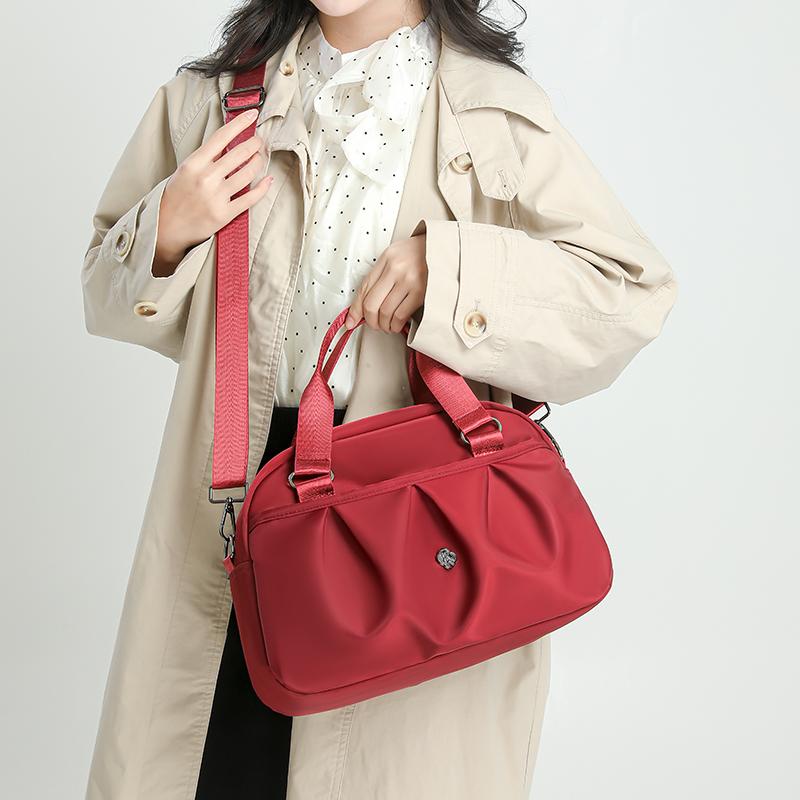 Women's Shoulder Bag Nylon Handbag Lightweight Multi-Layer Waterproof Crossbody Bag
