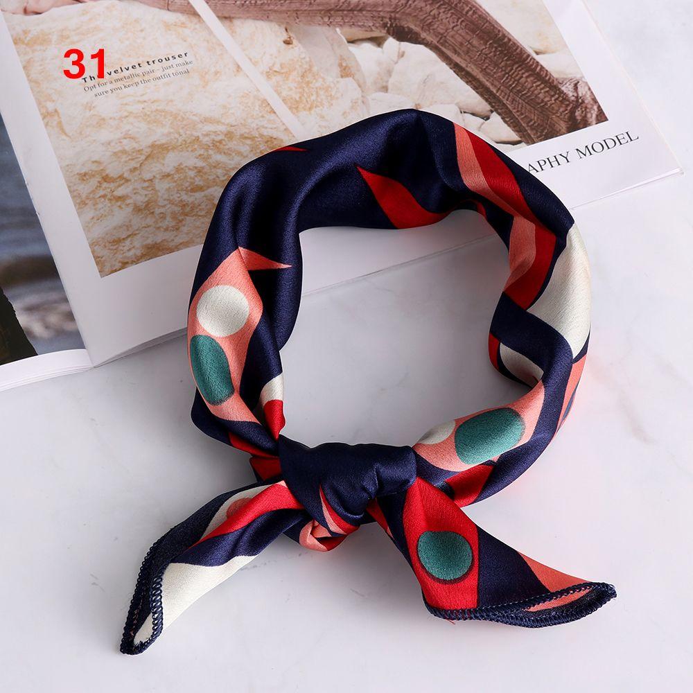 Small Vintage Hair Band Bags Tie Wrist Wrap Silk Feel Satin Bandana Women Square Scarf Handkerchief