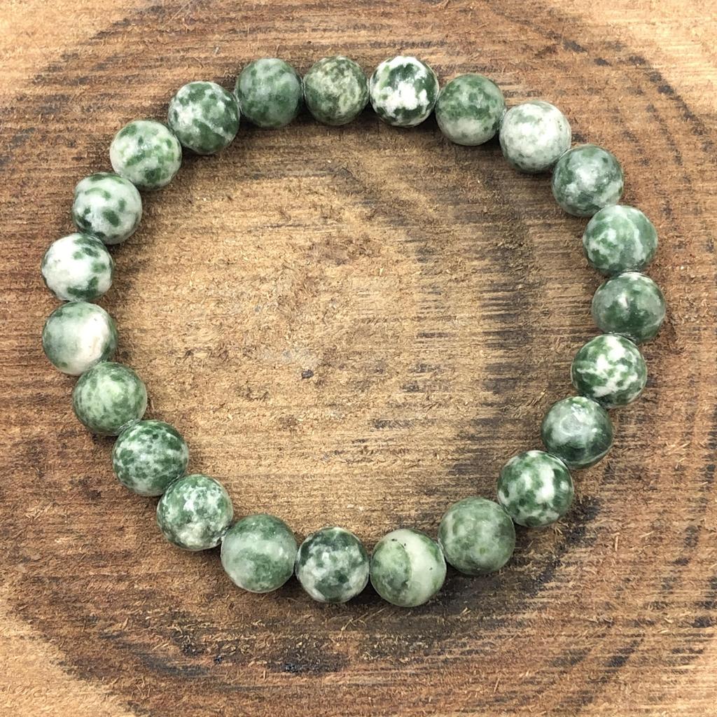 8mm Natural Tree Agate A Gemstone Green Beads Bracelet 7.5" Unisex Jewelry For Birthday Gift RBB-12
