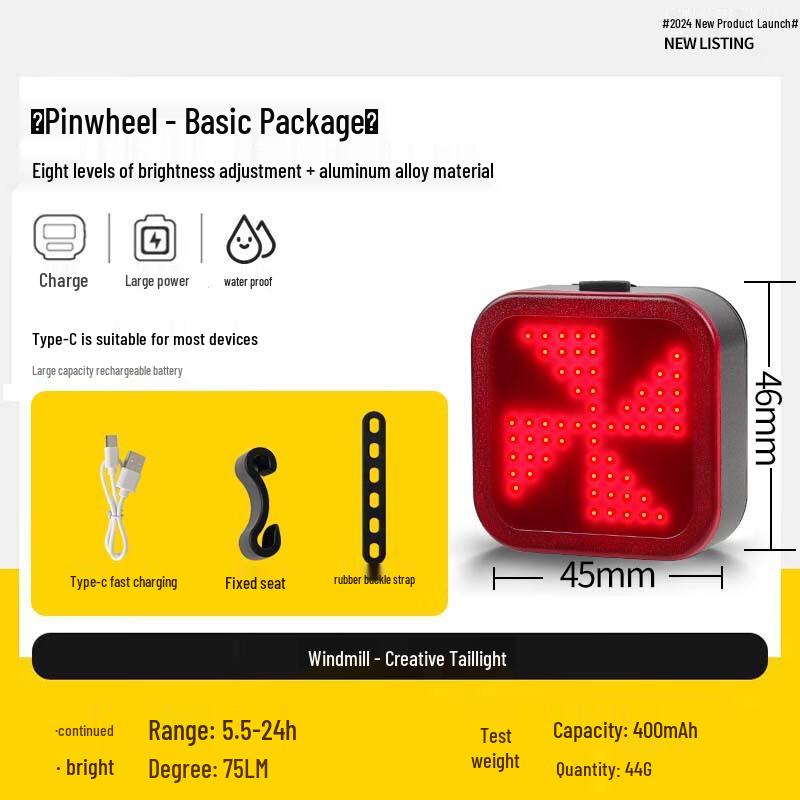 Lishi LED Mountain Bike Tail Light One Size