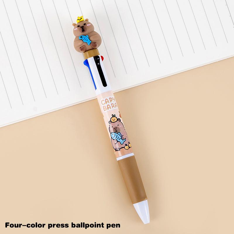 Cartoon Capybara 6-Color Ballpoint Pen Cute Multicolored Gel Pen Durable Pressing Pens School Office Supplies Student Stationery