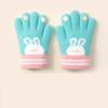 5 Colors Winter Kindergarden Kids Five-Finger Cartoon Knitted Gloves Girls Warm Thickened Plush Gloves Cute Bunny Gloves 3-5Y