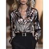 2026 Spring Leopard Print High Elastic Satin Button-Up Shirt - Casual Loose European American Women's Fashion