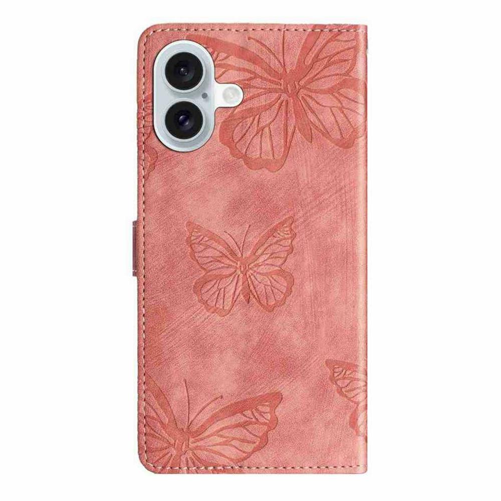 For iPhone 17 Case Butterfly Design Flip Wallet Leather Phone Cover Skin-Touch