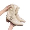 Pile Thick Heel Niche Women's Western Cowboy Boots Design Summer Sense 2025 Temperament Fashion French Versatile New Boots