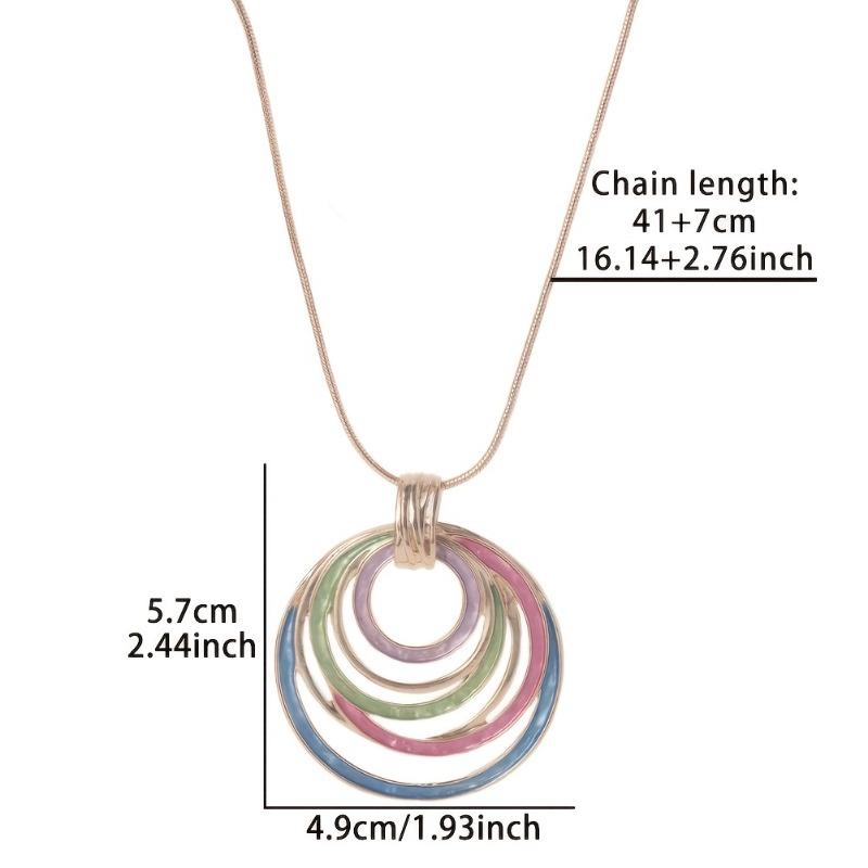 Geometric Oil-Drip Hollow Oval Pendant Necklace - Lightweight Durable Chain, Versatile Women's Jewelry Valentine's Day Gift, Necklace Charms