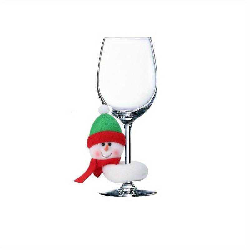 6Pcs/SET Christmas Wine Glass Cover Santa Claus Elk Snowman Wine Cup Cover Tags Decoration Xmas New Year Table Decor