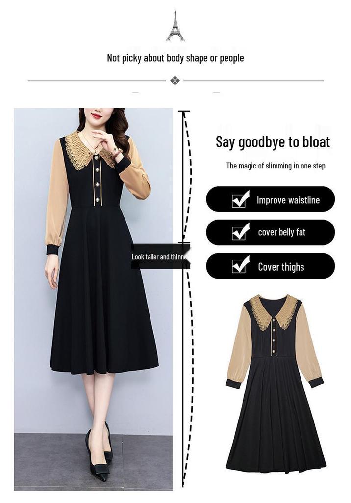 Trendy Slim-Fit Mid-Length Plus-Size Long-Sleeved Dress for Women