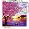huacan DIY 5D Diamond Painting Pink Trees Landscape Cross Stitch Kids Diamond Embroidery Diamond