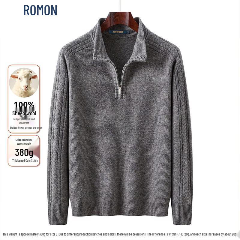 ROMON Men's Half-Zip Wool Blend Sweater