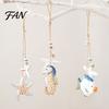 Bohemian Style Home Ornament Mediterranean Nautical Wall Hanging Decor, Handcrafted Wooden Ocean Ornaments, Decorative Pendants with Beach House