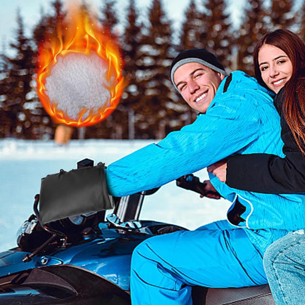 Motorcycle Scooter Thick Warm Handlebar Muff Grip Handle Bar Muff Rainproof Riding Protective Winter Warmer Thermal Cover Gloves