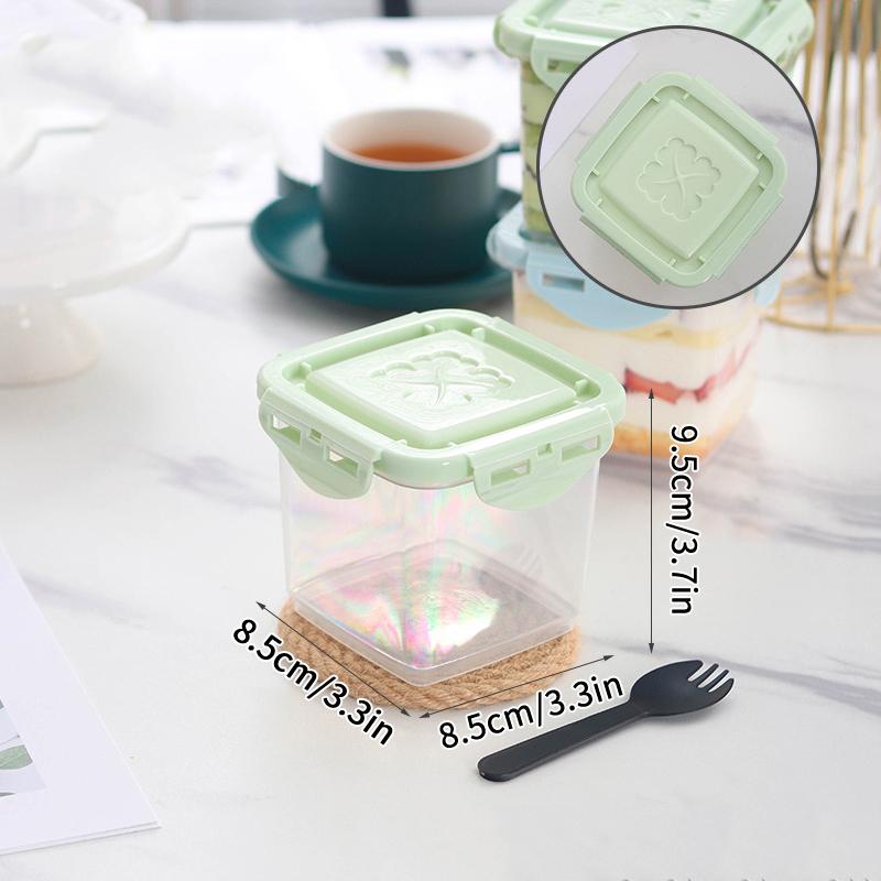 Cutie Mousse Reutilizabilă Tort Mii de Straturi Cu Furculiță Cupă Fructe Cutie Ambalaj Desert Tiramisu Înghețată Cutie Lapte de Soia