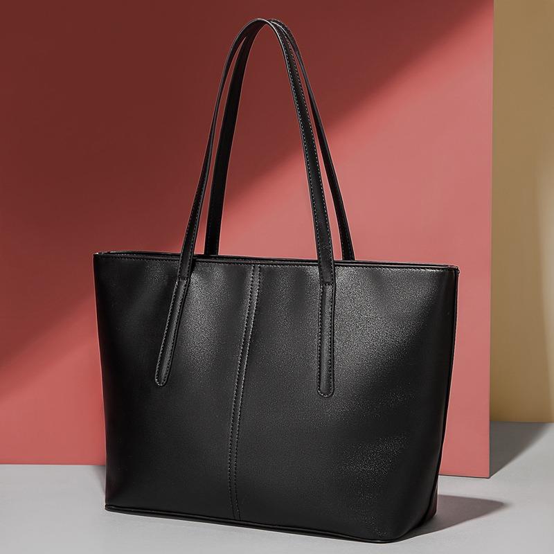 Large-capacity casual women's handbag, new soft leather textured tote bag, high-end retro shoulder bag.