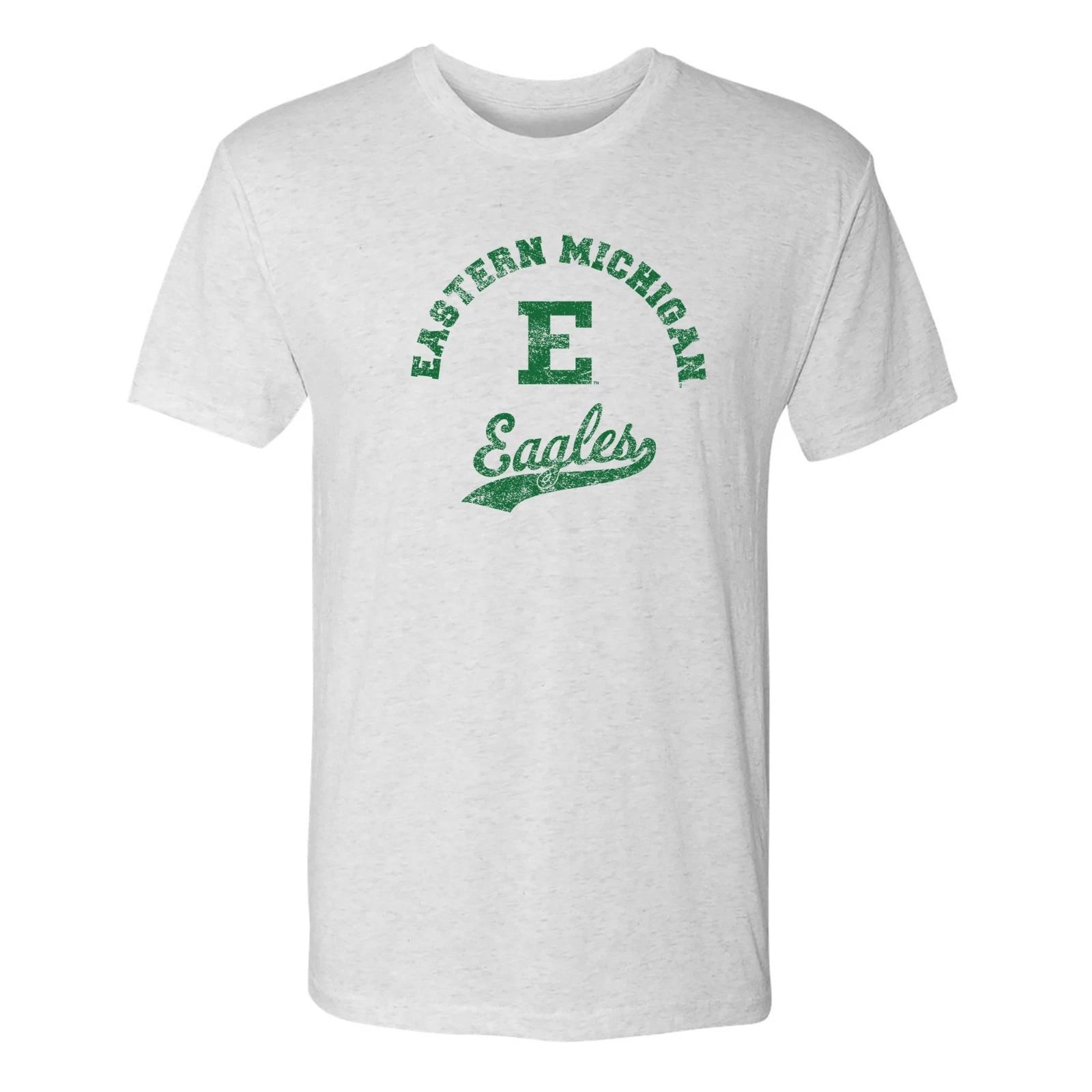 Eastern Michigan Retro Script NLA Triblend T-Shirt - Heather White L