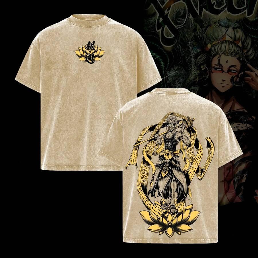 

Record Of Ragnarok Buddha Printed Tee Men Women Retro Washed T-shirts Oversized Cotton T Shirt Casual Clothing Harajuku Tshirt S бежевый