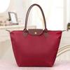 Classic Solid Color Lady Oxford Cloth Shopping Bag Nylon Shoulder Handbag Foldable Storage Bag