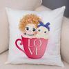 Cute Girl and Cat Pillowcase Car Ornaments Office Living Room Sofa Home Pillowcase
