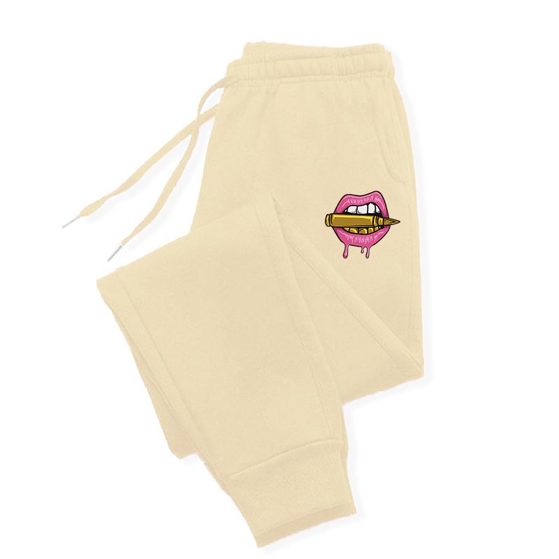 Bite The Bullet With Your Mouth Pattern Trousers Autumn Fashion Long Pants Women Pocket Y2K Sweatpants Casual Street Joggers