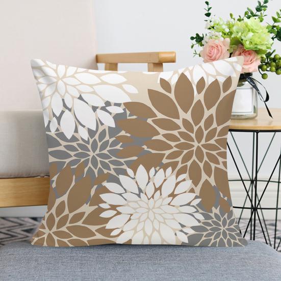 2 Pcs Throw Pillowcase Dahlia Printing Square Cushion Sham Diner Restaurant Hotel Bedroom Office Pillow Cover Machine Washable Zipper Pillowcases